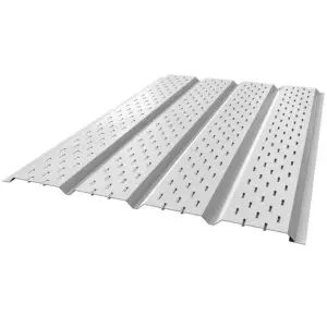 a white metal sheet with holes soffit vented